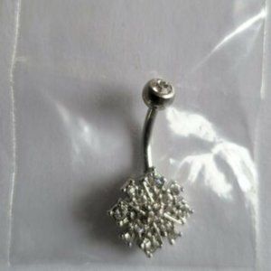 Gem Paved Starburst 316L Surgical Steel Belly Button Ring
